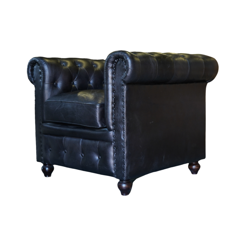 CasaSuarez Brown Leather Accent Chair| Modern Leather Armchair | Leather Accent Club Chair