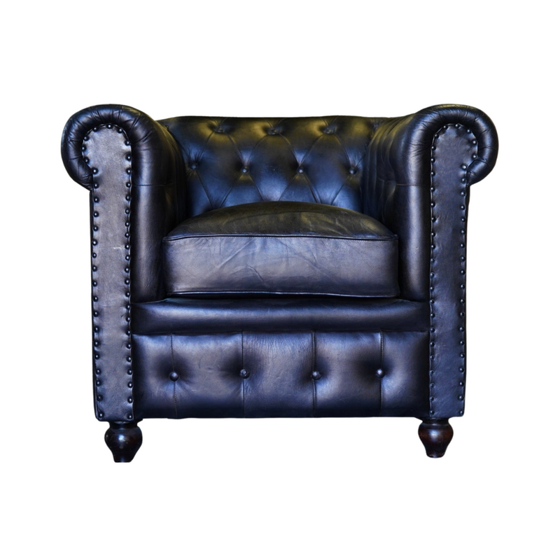 CasaSuarez Brown Leather Accent Chair| Modern Leather Armchair | Leather Accent Club Chair