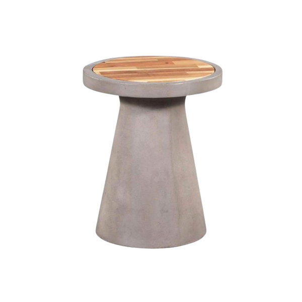 TREKK SIDE TABLE Concrete & Oak seat / Side Table | Indoor and Outdoor | Natural Grey 50x50x56 cm