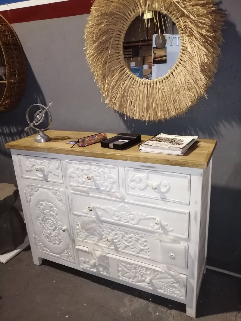 White Sideboard Hand carved - Mango Wood Chest of drawers 1234Z – Casa  Suarez Panama
