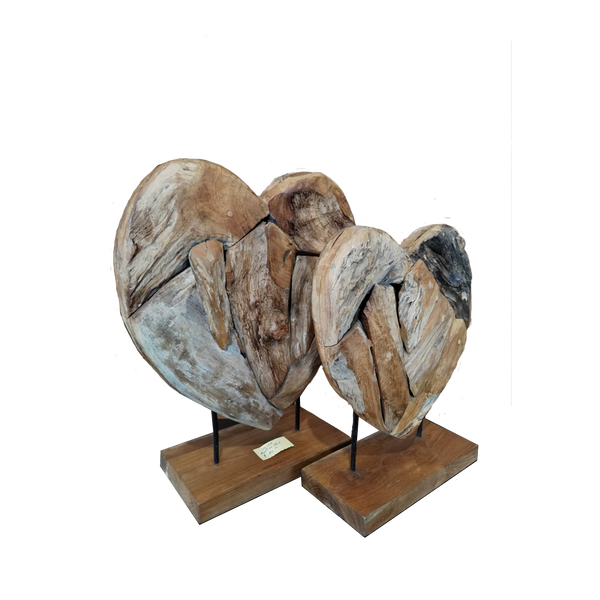 Heart on Stand, Teak Root (Double Side) | 3 Sizes Available