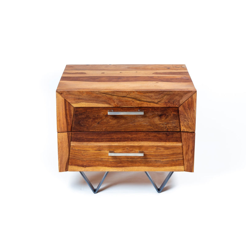 Bedside Table | Wooden Nightstand with 2 Drawers and handles | 48x40x40 cm