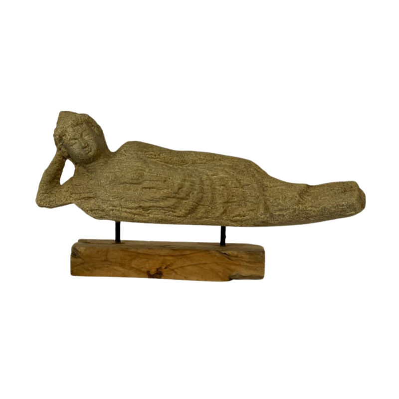 Sleeping Buddha on Wooden Stand | 60x173x35 cm