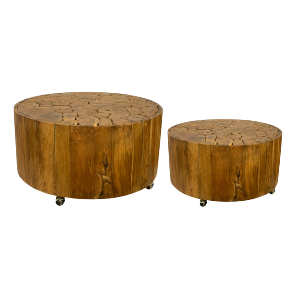 Rustic Coffee Table UFO Round with Wheels | 2 Sizes available