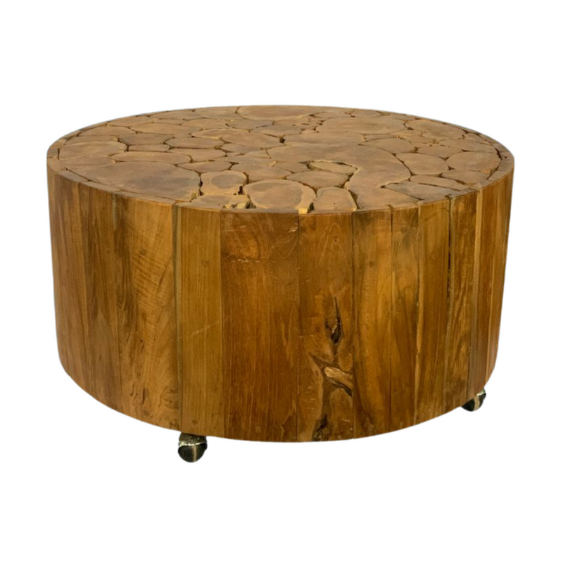 Rustic Coffee Table UFO Round with Wheels | 2 Sizes available