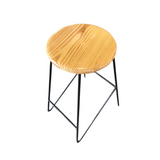 Industrial solid wood bar stool with a black mild steel frame for hotels, Airbnb properties, furnished apartments, cafés, restaurants, and contemporary interiors.
